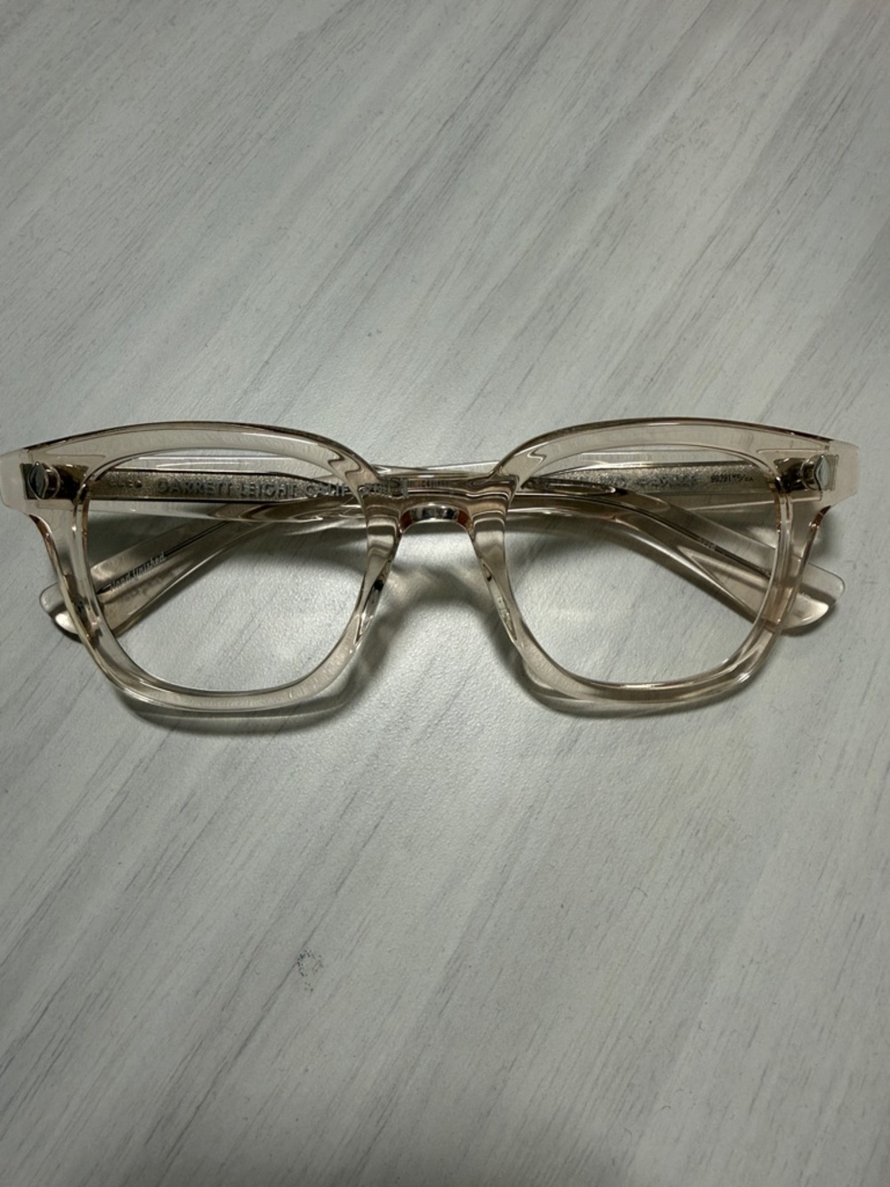 Garett Leight Broadway Pro Clear Beige Rectangular Glasses